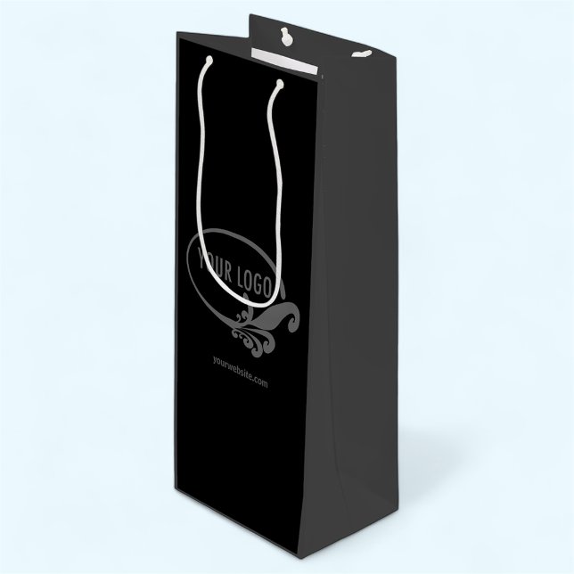 Custom Wine Gift Bag Business Logo Branded (MISOOK Black & Grey Wine Bag with Logo)