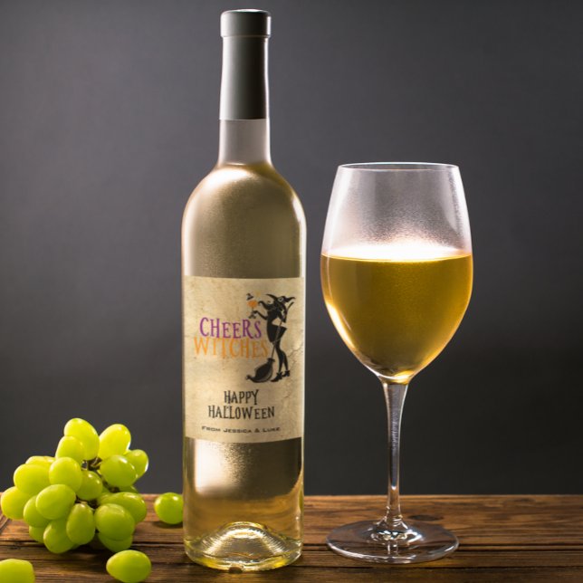 Custom Wine Label Cheers Witches Halloween (Creator Uploaded)