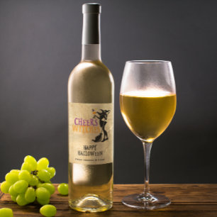 Custom Wine Label Cheers Witches Halloween