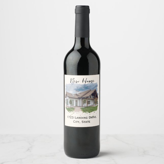 Custom Wine Label - New House Gift with Address (Front)