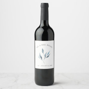 Custom Wine Labels Dusty Blue Botanicals
