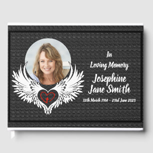 Custom Winged Memorial Funeral Photo Memorial Guest Book