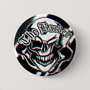 Custom Winking Barber Shop Skull 6 Cm Round Badge