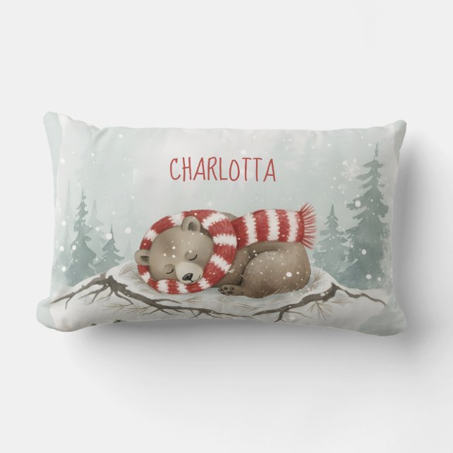 Custom Winter Bear Cushion – Personalized  (Front)