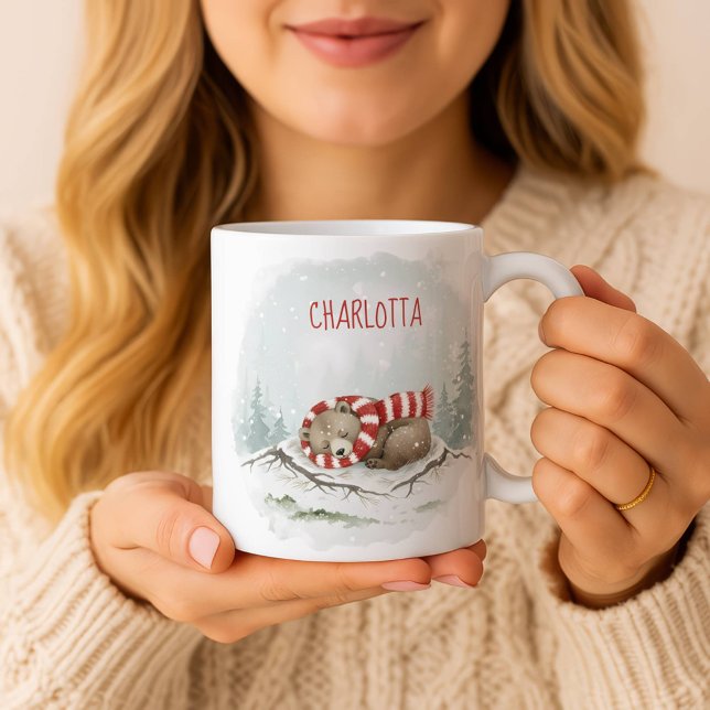 Custom Winter Bear Mug – Sleeping Animal Design (Creator Uploaded)