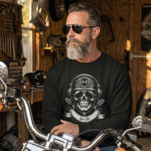 Custom Winter Biker Skull Motorcycle 2 Sided Sweatshirt