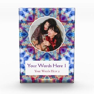 Custom Winter Blue Purple Red Star Christmas Gift Photo Block