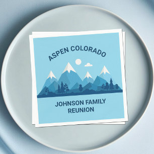 Custom Winter Family Reunion Party Blue Mountain Napkin
