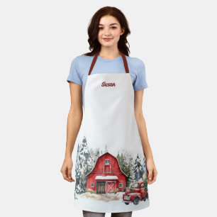 Custom Winter Forest Christmas Apron