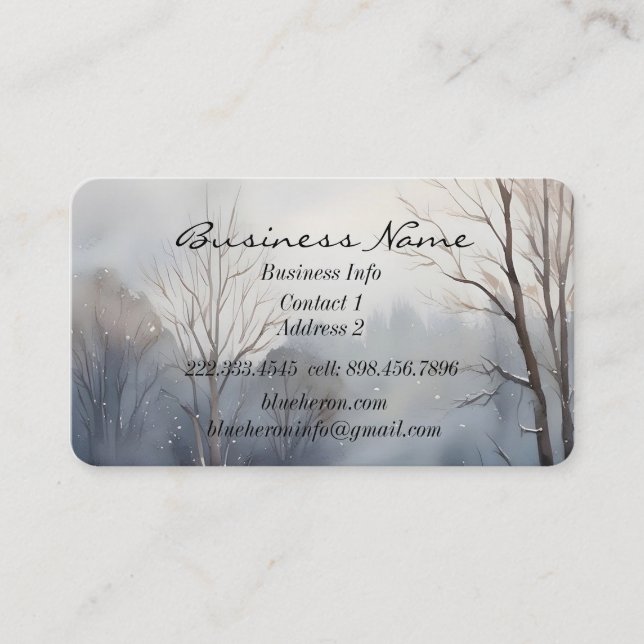 Custom Winter Forest Landscape Scenery Art Business Card (Front)