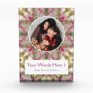 Custom Winter Grey Green Pink Star Christmas Gift Photo Block