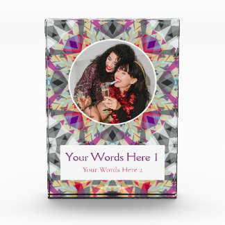 Custom Winter Grey Red Purple Star Christmas Gift Photo Block