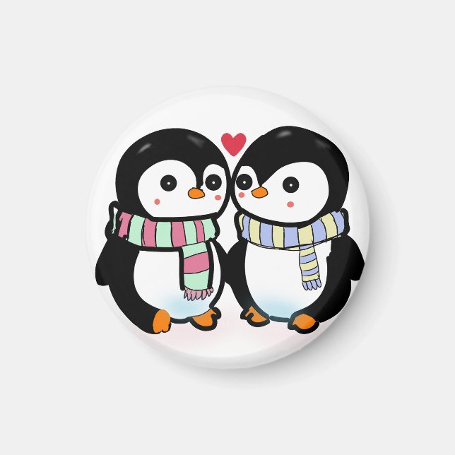 Custom Winter Penguin Love Magnet (Front)