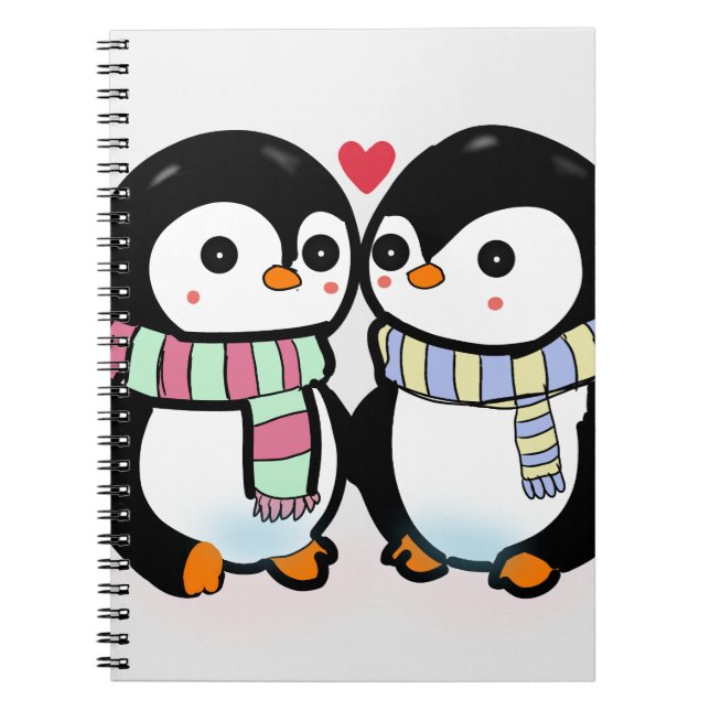 Custom Winter Penguin Love Notebook (Front)