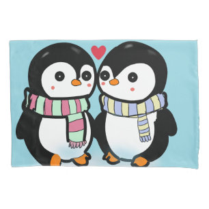 Custom Winter Penguin Love Pillowcase