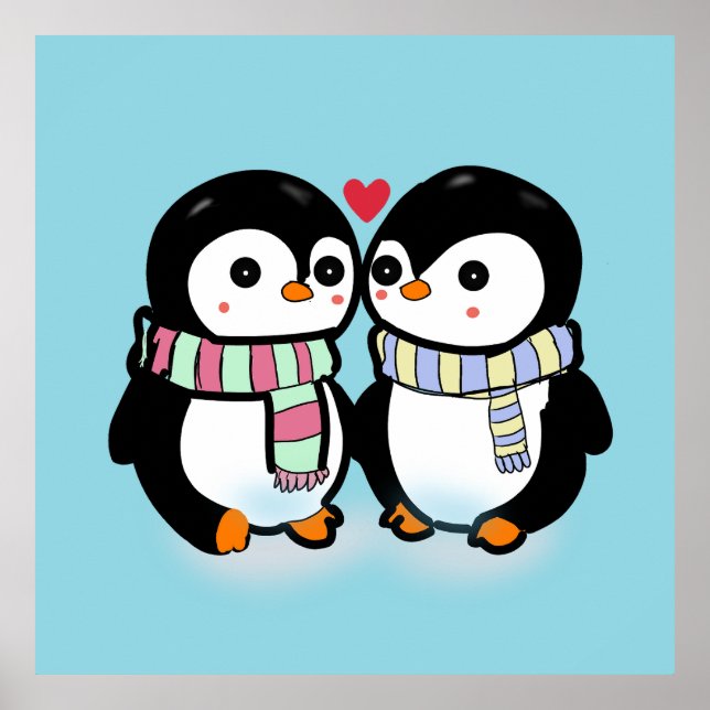Custom Winter Penguin Love Poster (Front)