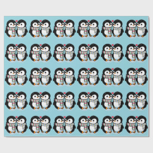 Custom Winter Penguin Love Wrapping Paper