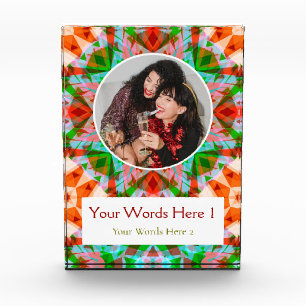 Custom Winter Red Merry Green Star Christmas Gift Photo Block