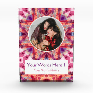 Custom Winter Red Pink Purple Star Christmas Gift Photo Block
