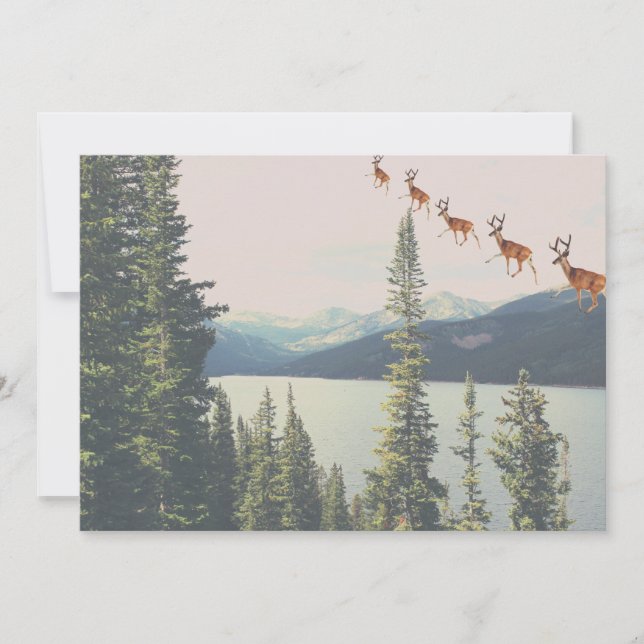 custom winter scene reindeer art holiday card (Front)