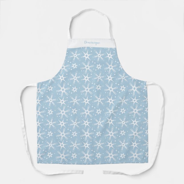 Custom Winter Snowflake All-Over Print Apron (Front)