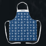 Custom Winter Snowflake All-Over Print Apron<br><div class="desc">This all-over pattern features my elegant drawing of curving, flowing snowflakes that seem floral as much as crystal. The design is rendered in a chic, minimalist, winter holiday inspired colour palette. Perfect for a modern Christmas, Hanukkah, or seasonal event. This personalizable festive apron comes in several co-ordinated colour options, and...</div>