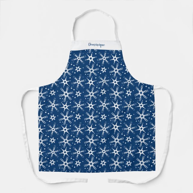 Custom Winter Snowflake All-Over Print Apron (Front)