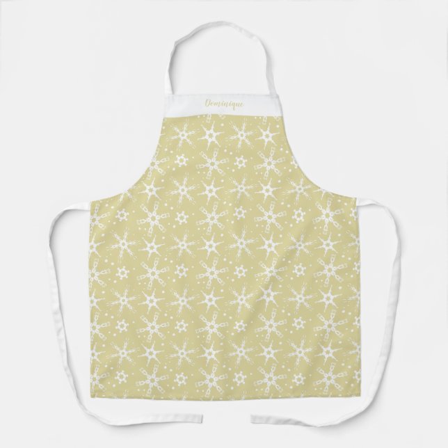 Custom Winter Snowflake All-Over Print Apron (Front)
