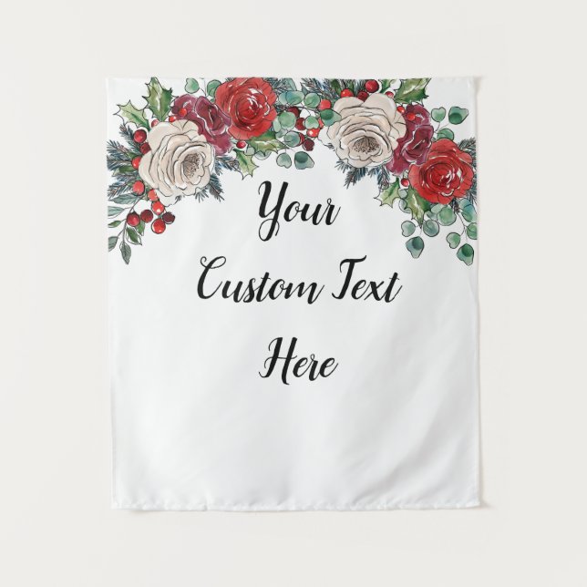 Custom Winter Wedding Christmas Photo Booth Prop Tapestry (Front)