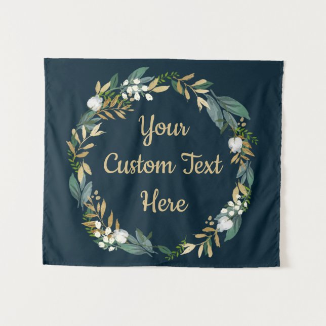 Custom Winter Wedding Greenery Photo Booth Prop Tapestry (Front (Horizontal))