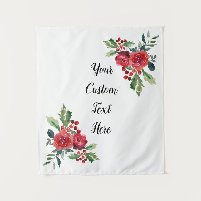 Custom Winter Wedding Reception Photo Booth Prop Tapestry (Front)