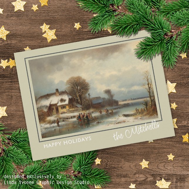 Custom Winter Wonderland Landscape Art Painting Postcard (Creator Uploaded)