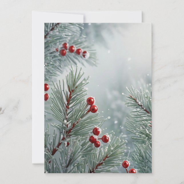 Custom Winter Wonderland | Pine & Berries  Invitation (Front)