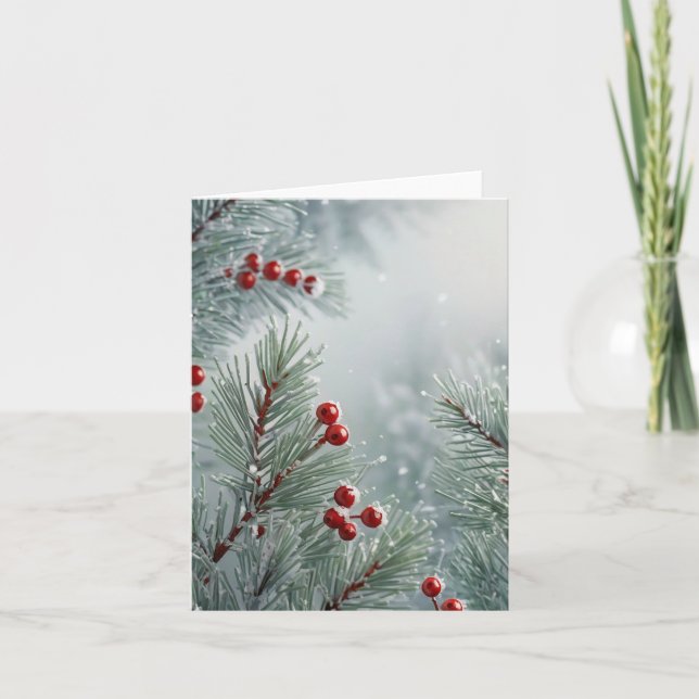 Custom Winter Wonderland | Pine & Berries  Invitation (Front)