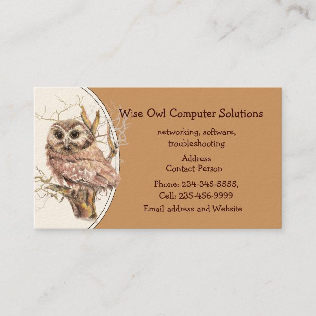 Custom Wise Owl Computer Solutions Business Card (Front)