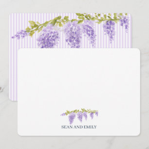Custom Wisteria Flower Nature Painting Stationary Thank You Card