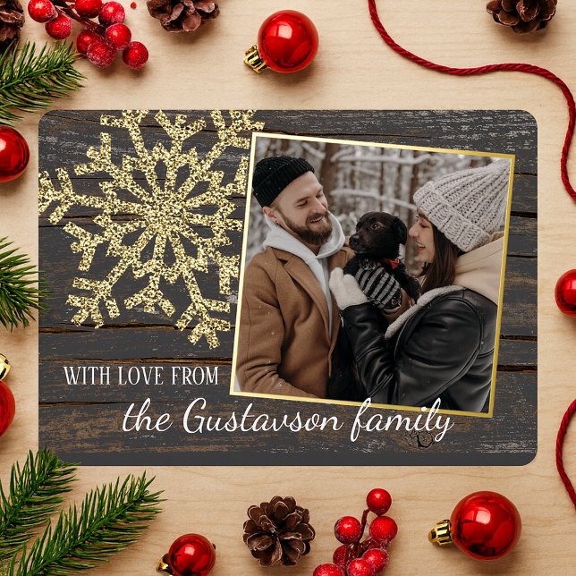 Custom With Love Seasons Greetings Gold Foil Holiday Card (Creator Uploaded)