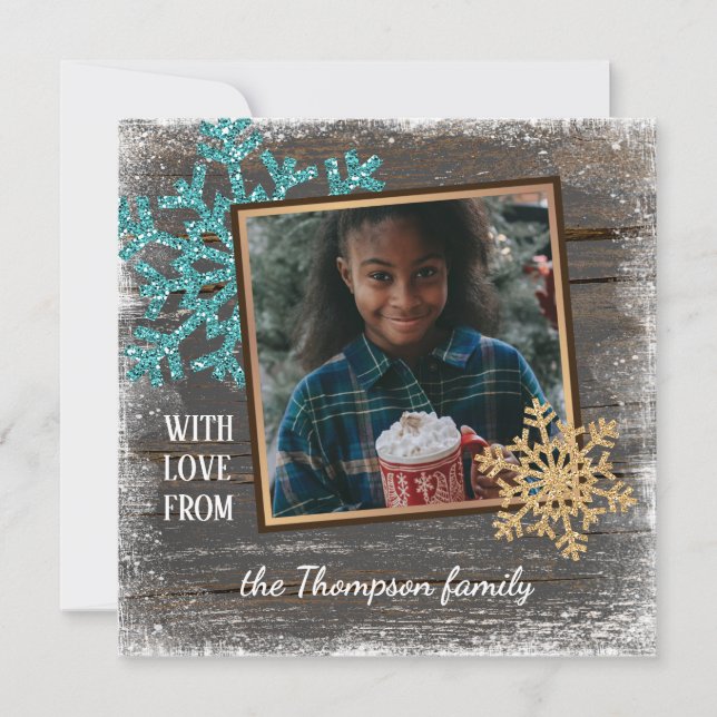 Custom With Love Seasons Greetings Holiday Card (Front)