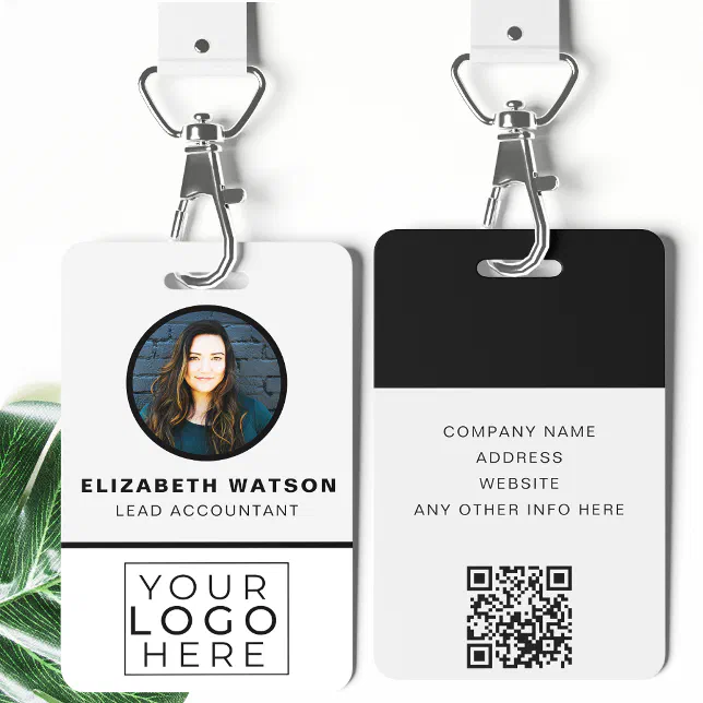 Custom With QR Code Your Logo Company Employee ID Badge | Zazzle