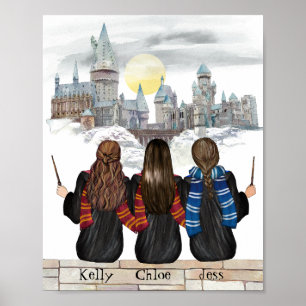 Custom Wizard BFF Portrait, Wizard School  Poster
