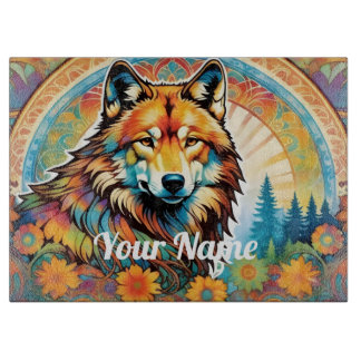 Custom Wolf Glass Cutting Board