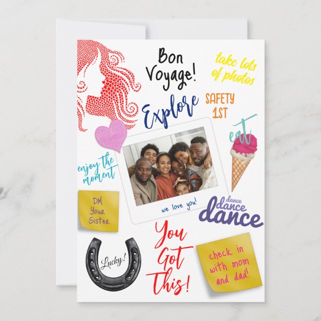 Custom Woman Silhouette in Hearts | Bon Voyage Card (Back)