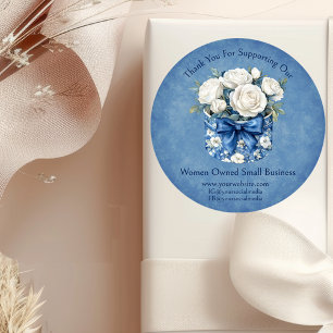 Custom Women Owned Floral Promotional Business  Classic Round Sticker