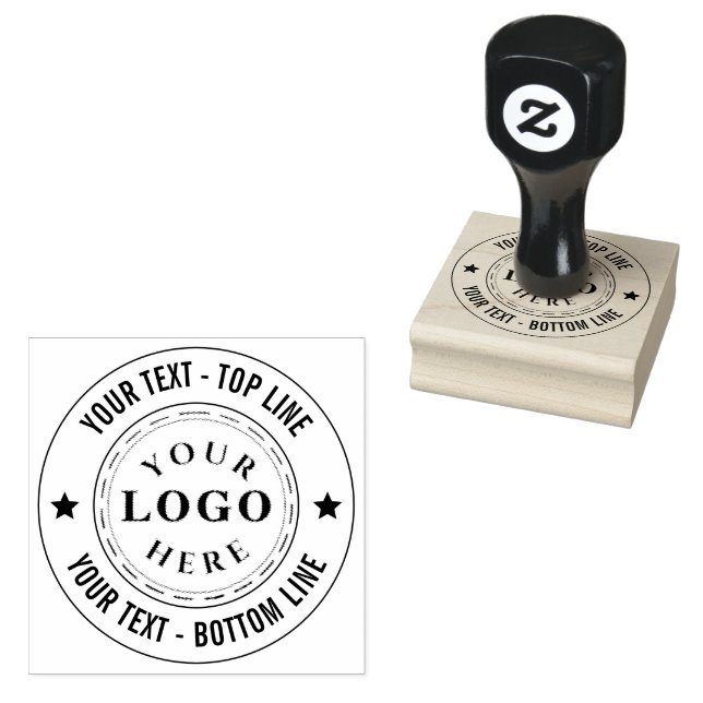 Custom Wood Art Stamp with Logo and Company Info (Stamped)