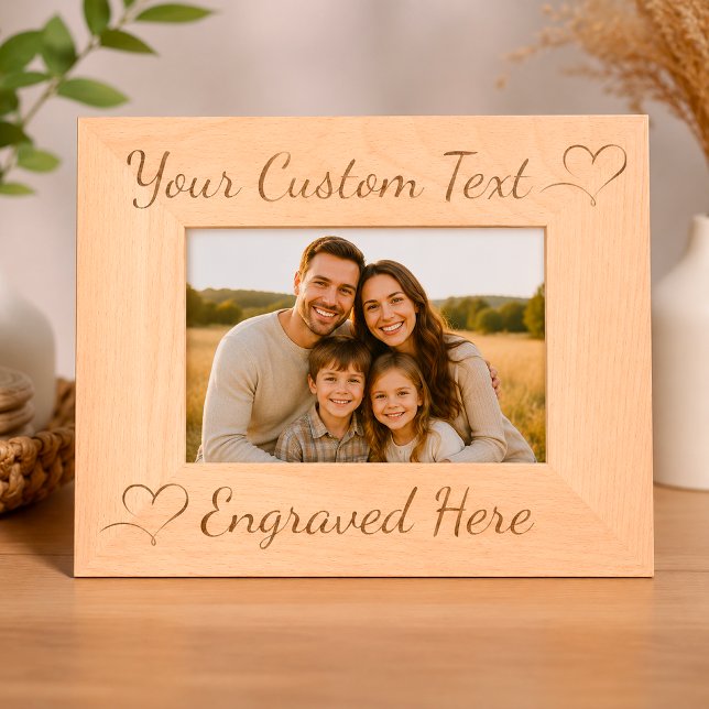 Custom Wood Photo Frame, Engraved Picture Gift Etched Frames (Creator Uploaded)
