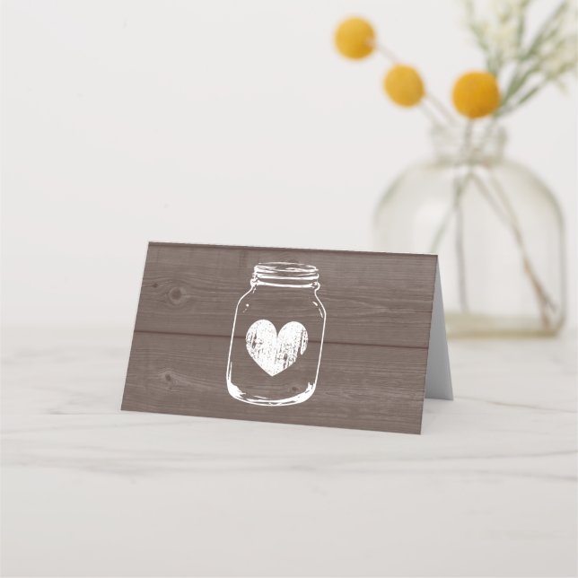 Custom wood print folded place cards for wedding (Back)