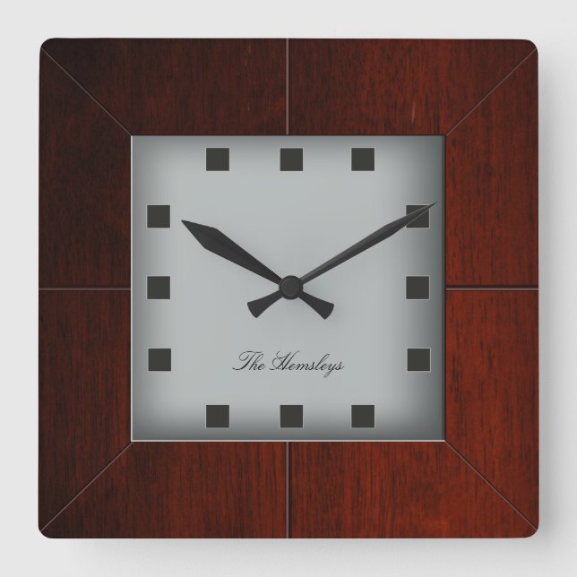 Custom Wood Square Clock (Front)