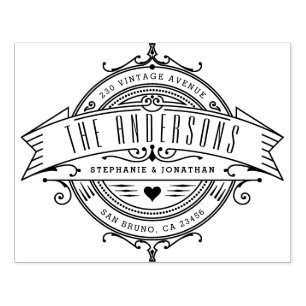 Custom Wood Stamp Vintage Wedding Return Address