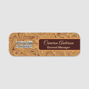 Custom Wood Swirl Professional Name Tag