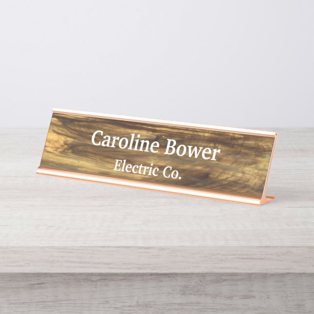 Custom Wood Texture Business Desk Name Plate (Front)
